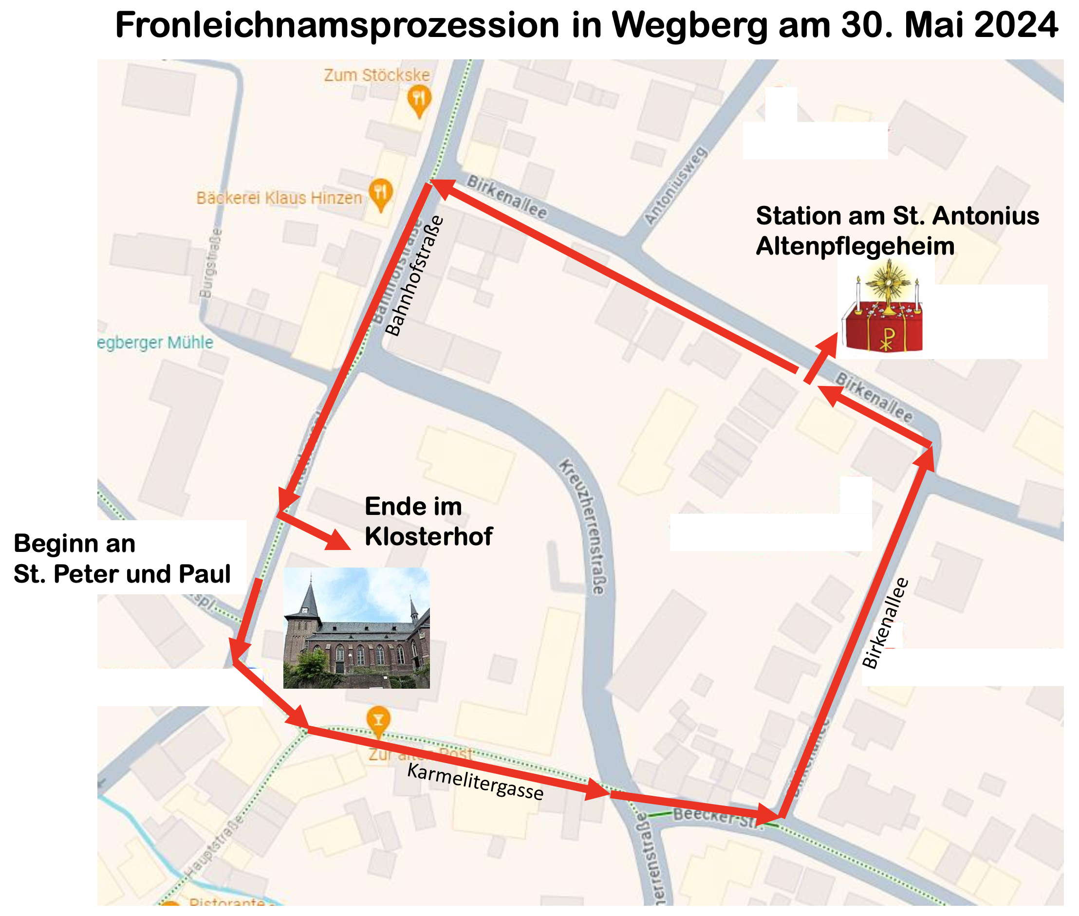 Neuer Prozessionsweg der Fronleichnamsprozession in Wegberg